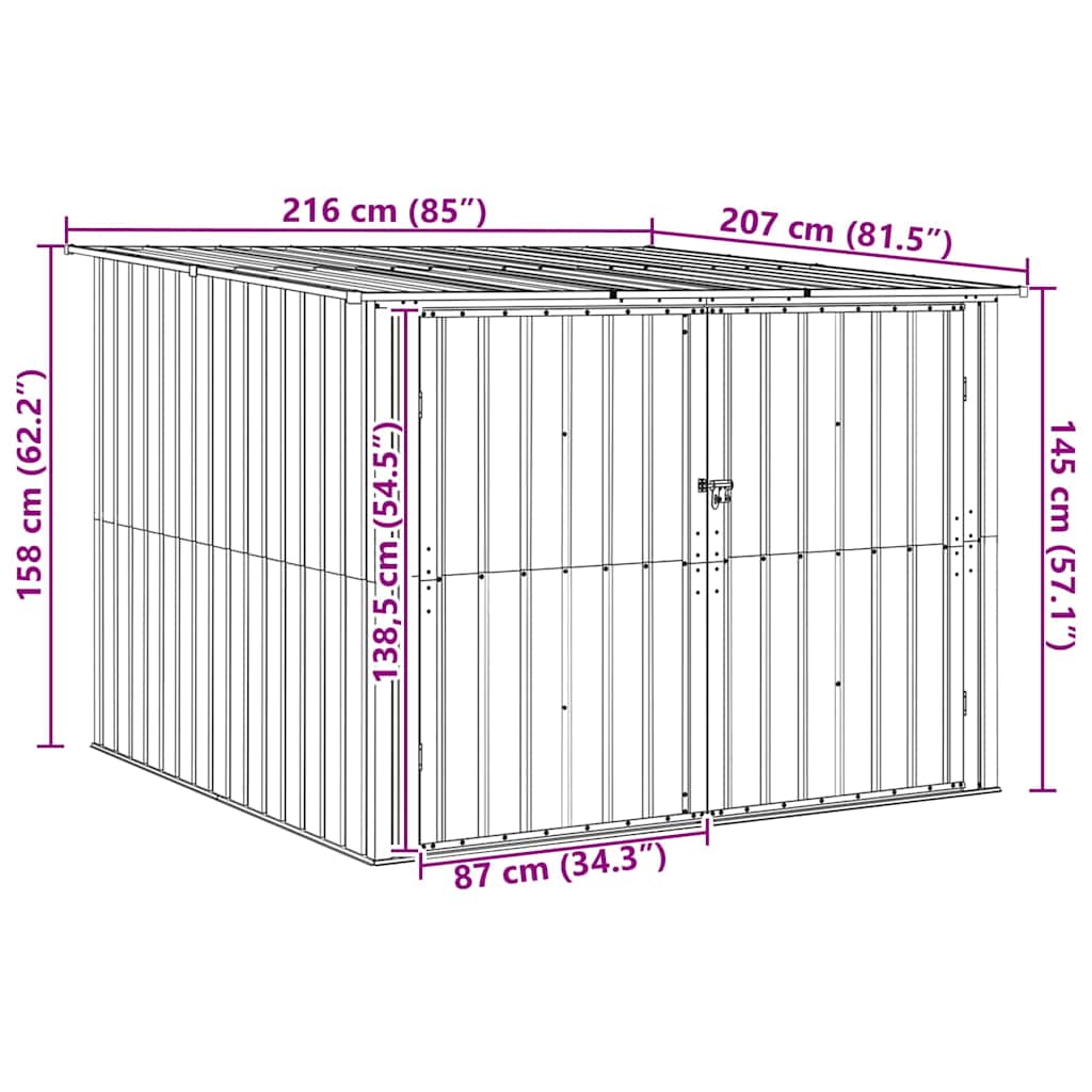 Sykkelskjul 3 pcs Antrasitt 216 x 207 x 158 cm Metall