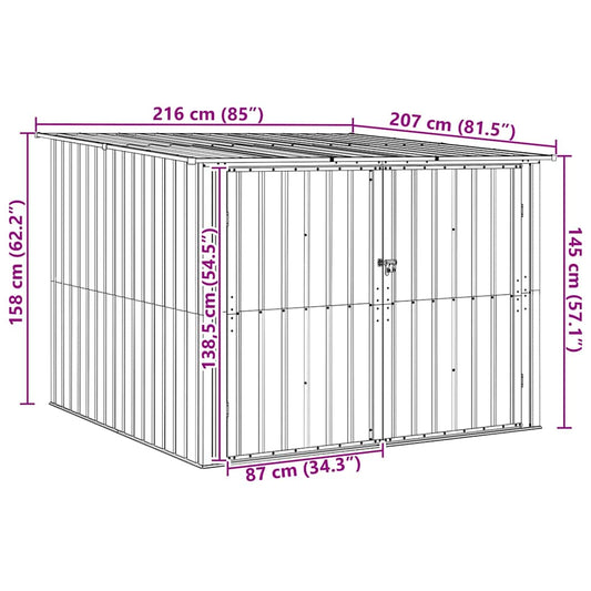 Sykkelskjul 3 pcs Antrasitt 216 x 207 x 158 cm Metall