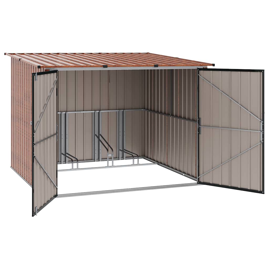 Sykkelskjul 3 pcs Brun 216 x 207 x 158 cm Metall