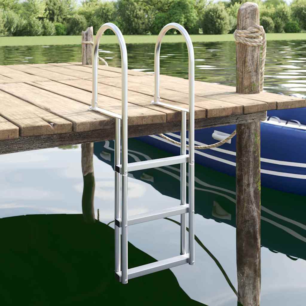 3-Trinns brygge stige sølv 45 x 11,5 x 134 cm Aluminium