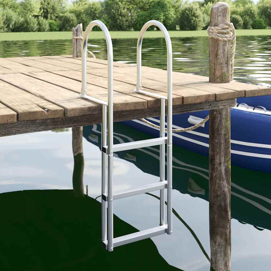 3-Trinns brygge stige sølv 45 x 11,5 x 134 cm Aluminium