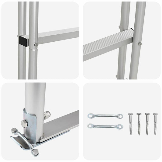 5-trinns dokkestige sølv 45 ×11,5 ×190 cm Aluminium