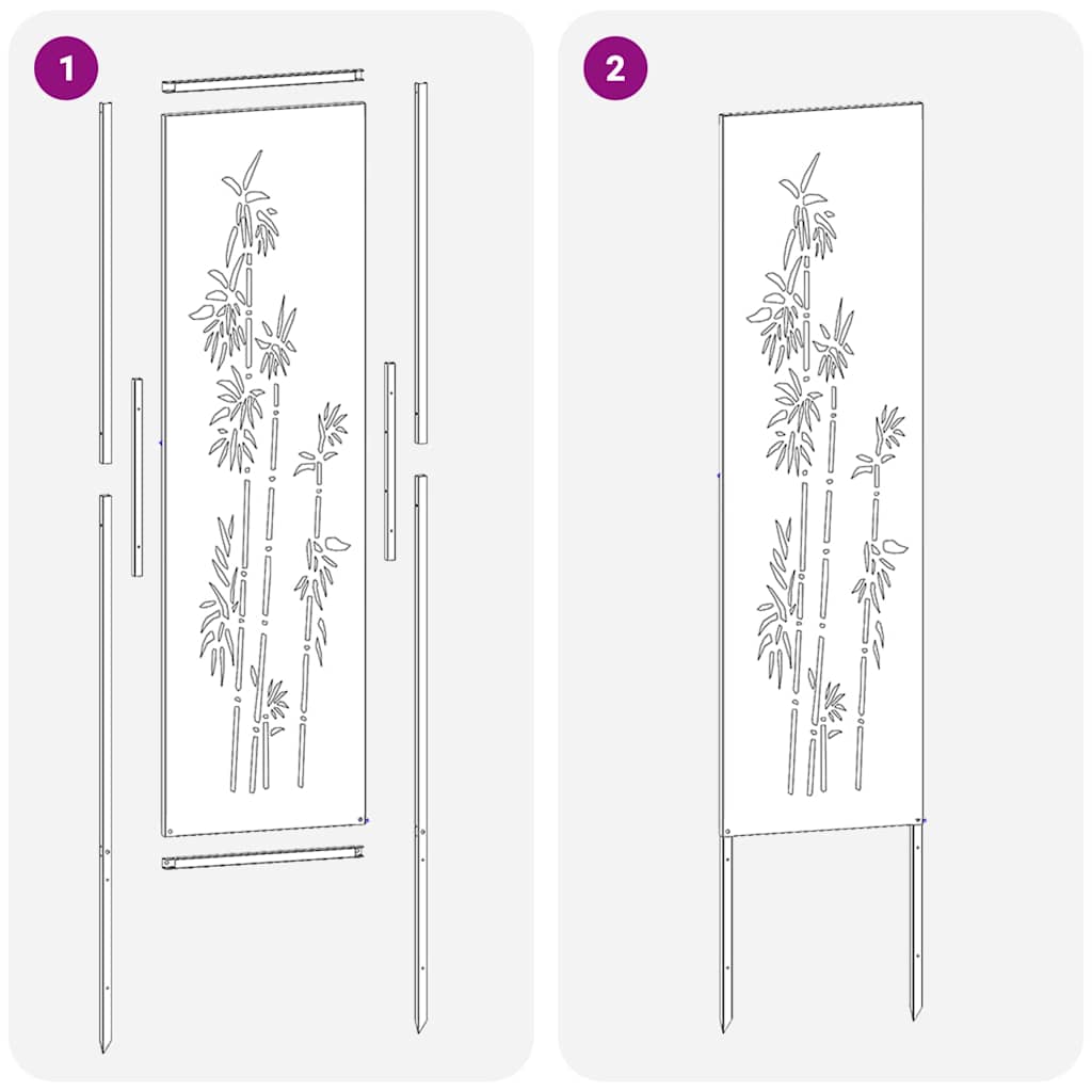 Hageprivat skjerm Blomster Hvit 32 x 140 cm Kaldvalsestål