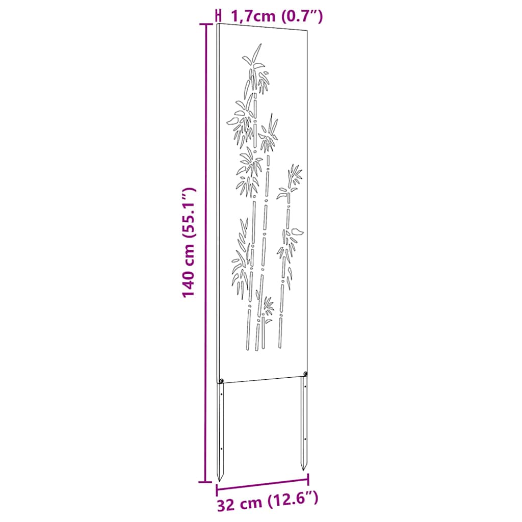 Hageprivat skjerm Blomster Hvit 32 x 140 cm Kaldvalsestål
