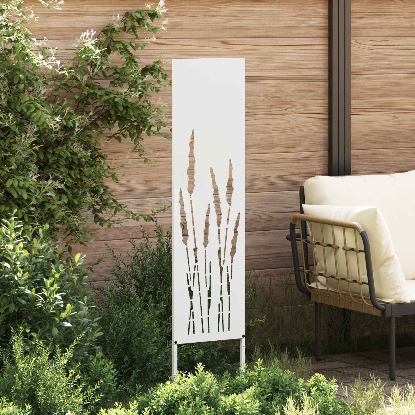 Hageprivat skjerm Fretwork Hvit 32 x 140 cm Kaldvalsestål