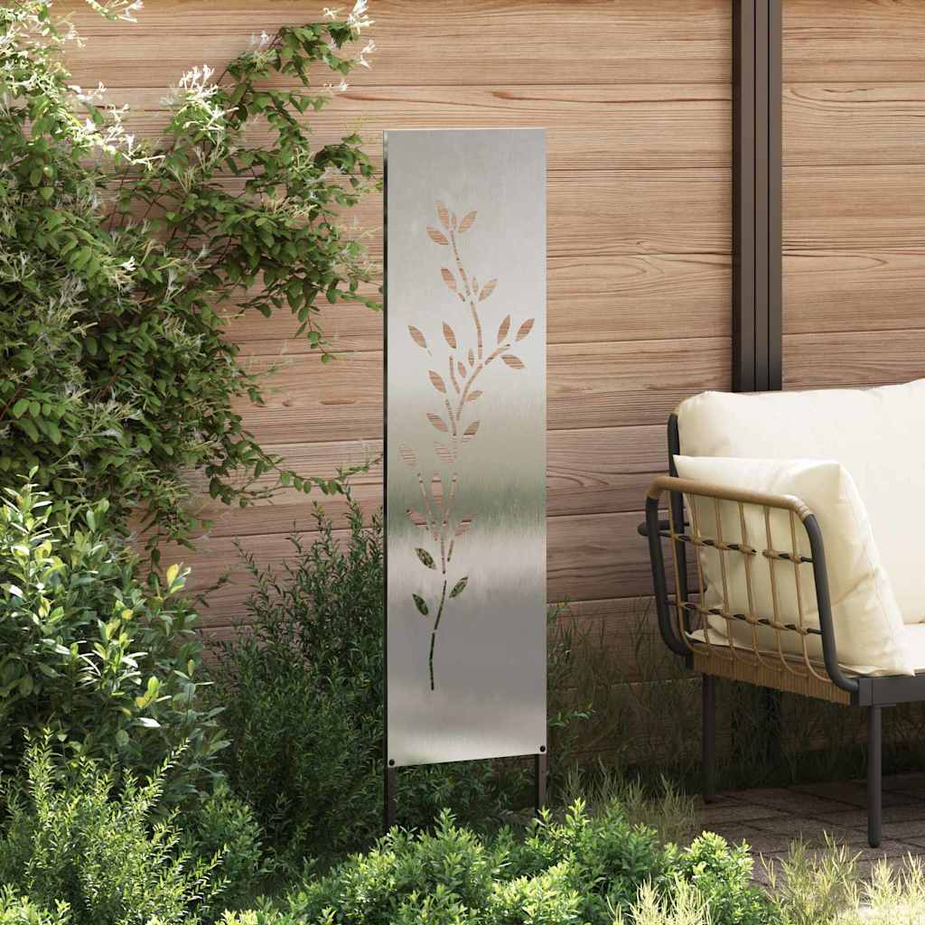 Hageprivat skjerm Blomster sølv 32 x 140 cm Rustfritt stål