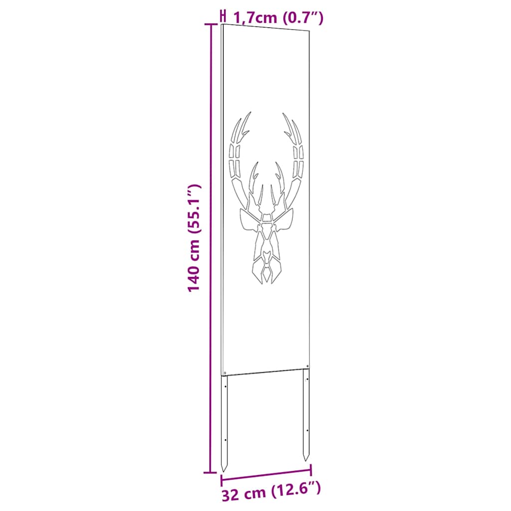 Hageprivat skjerm Dyretrykk Svart 32 x 140 cm Kaldvalsestål