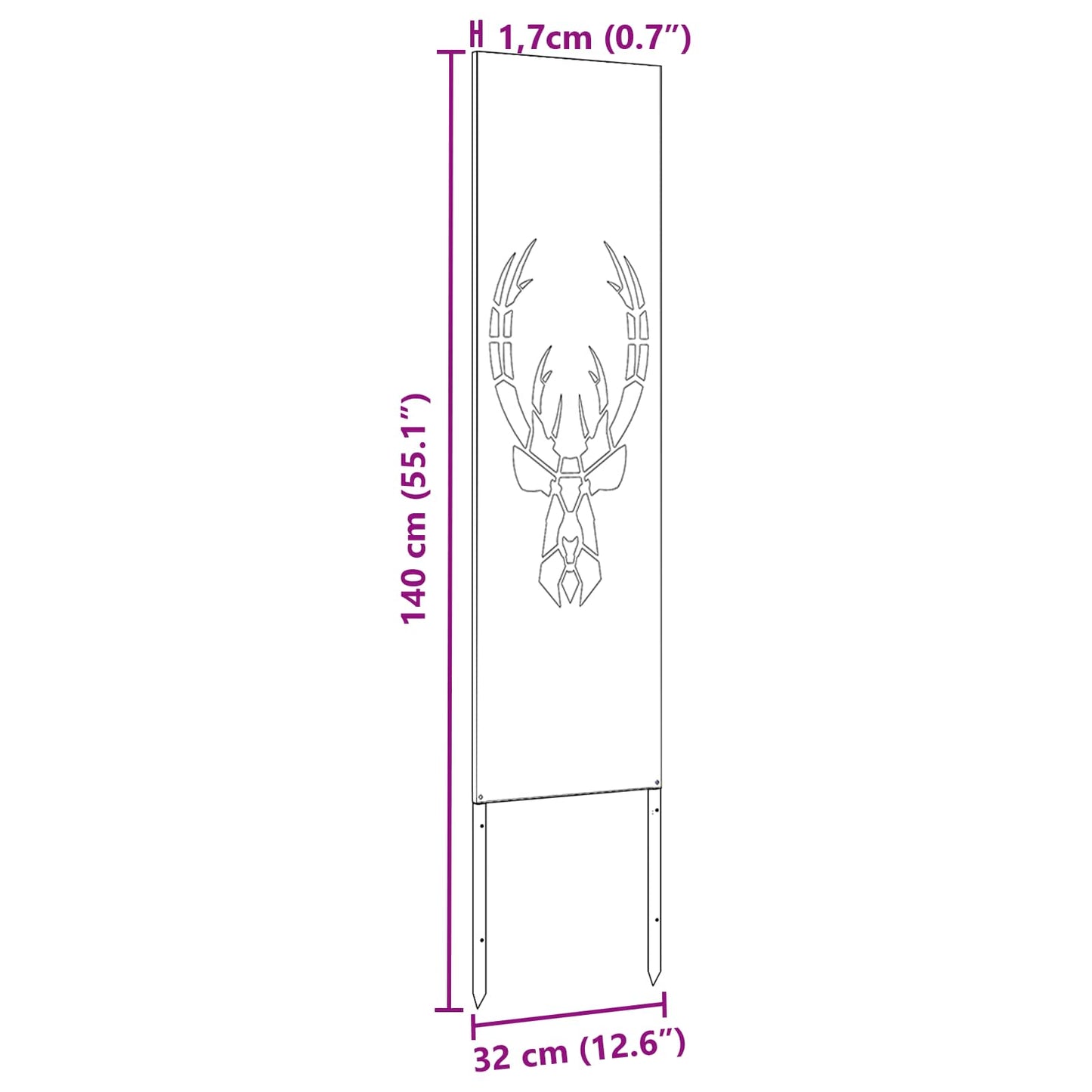 Hageprivat skjerm Dyretrykk Antrasitt 32 x 140 cm Kaldvalsestål
