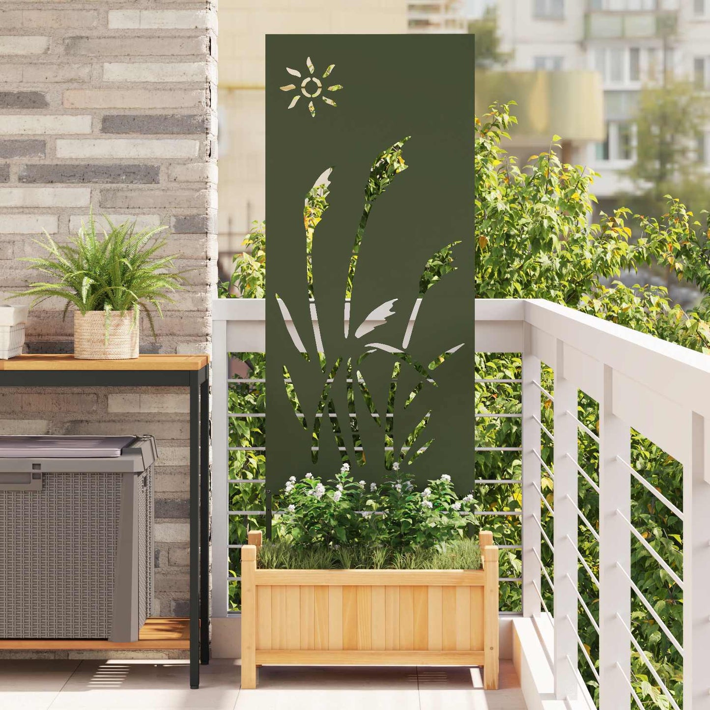 Hageprivat skjerm Olivengrønn 50 x 140 cm Kaldvalsestål
