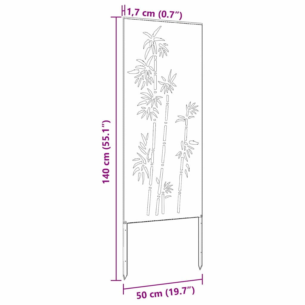 Hageprivat skjerm Blomster Hvit 50 x 140 cm Kaldvalsestål
