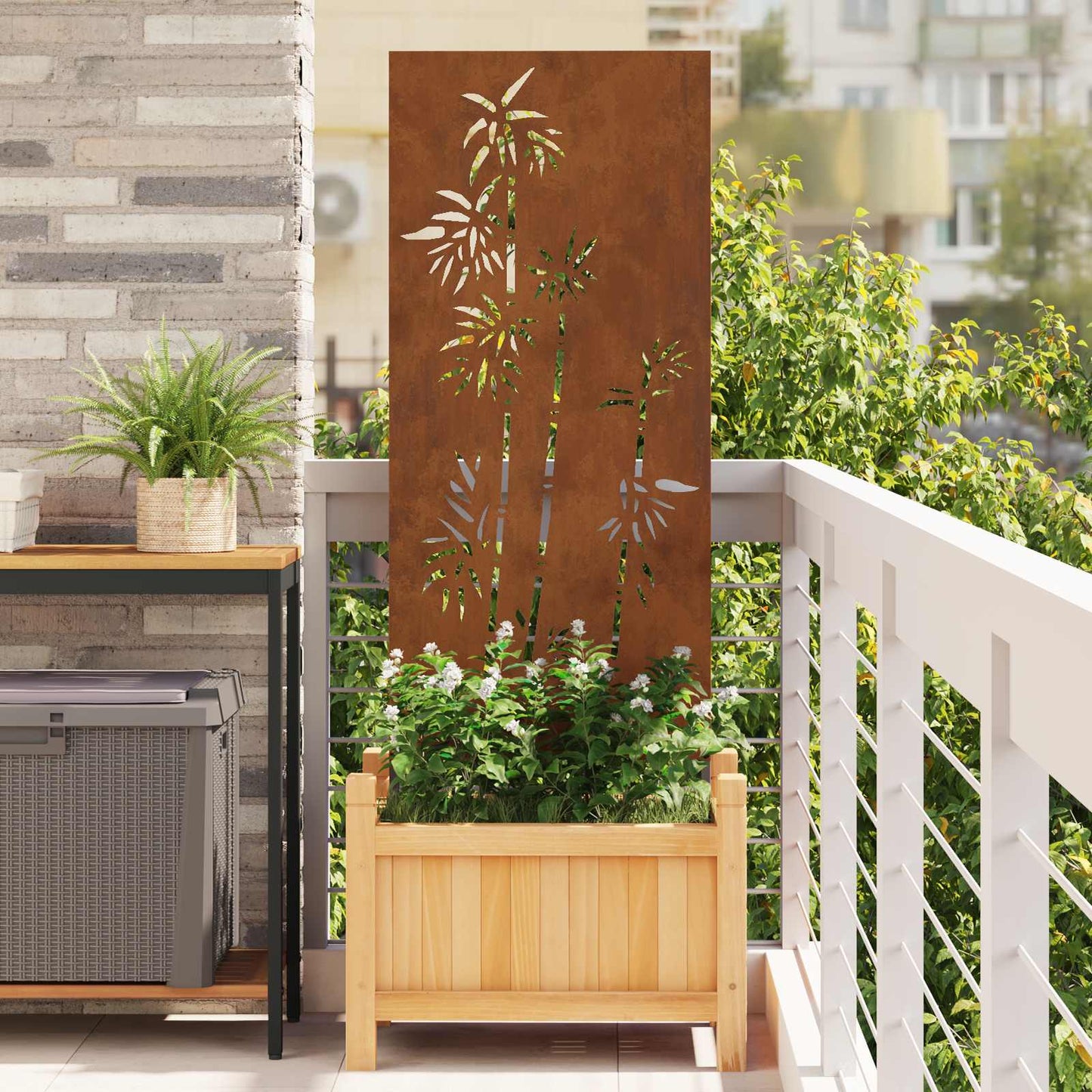 Hageprivat skjerm Blomster Rusten 50 x 140 cm Cortenstål