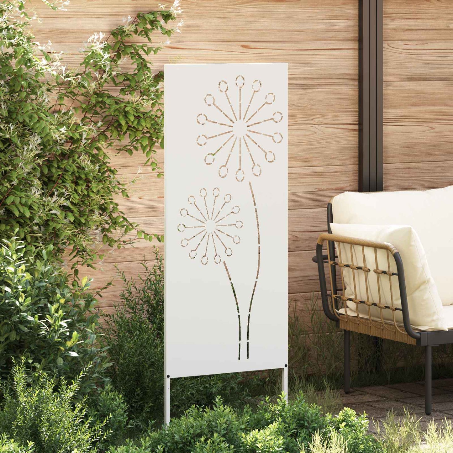 Hageprivat skjerm Fretwork Hvit 50 x 140 cm Kaldvalsestål