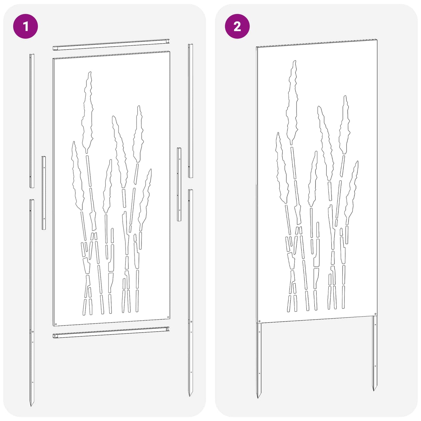 Hageprivat skjerm Blomster sølv 50 x 140 cm Galvanisert stål