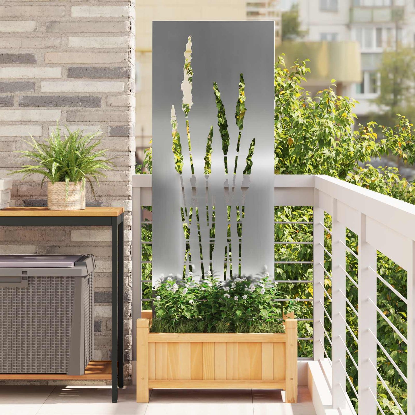 Hageprivat skjerm Blomster sølv 50 x 140 cm Galvanisert stål