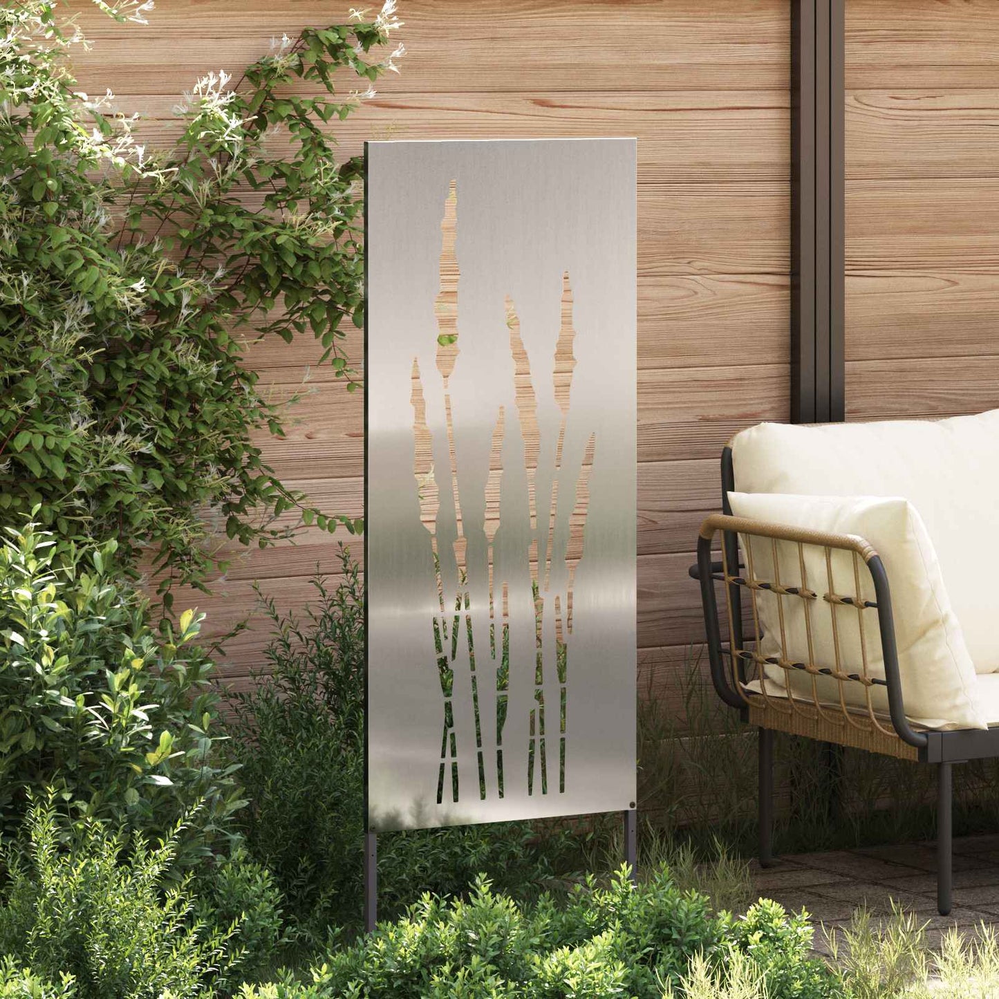 Hageprivat skjerm Blomster sølv 50 x 140 cm Galvanisert stål
