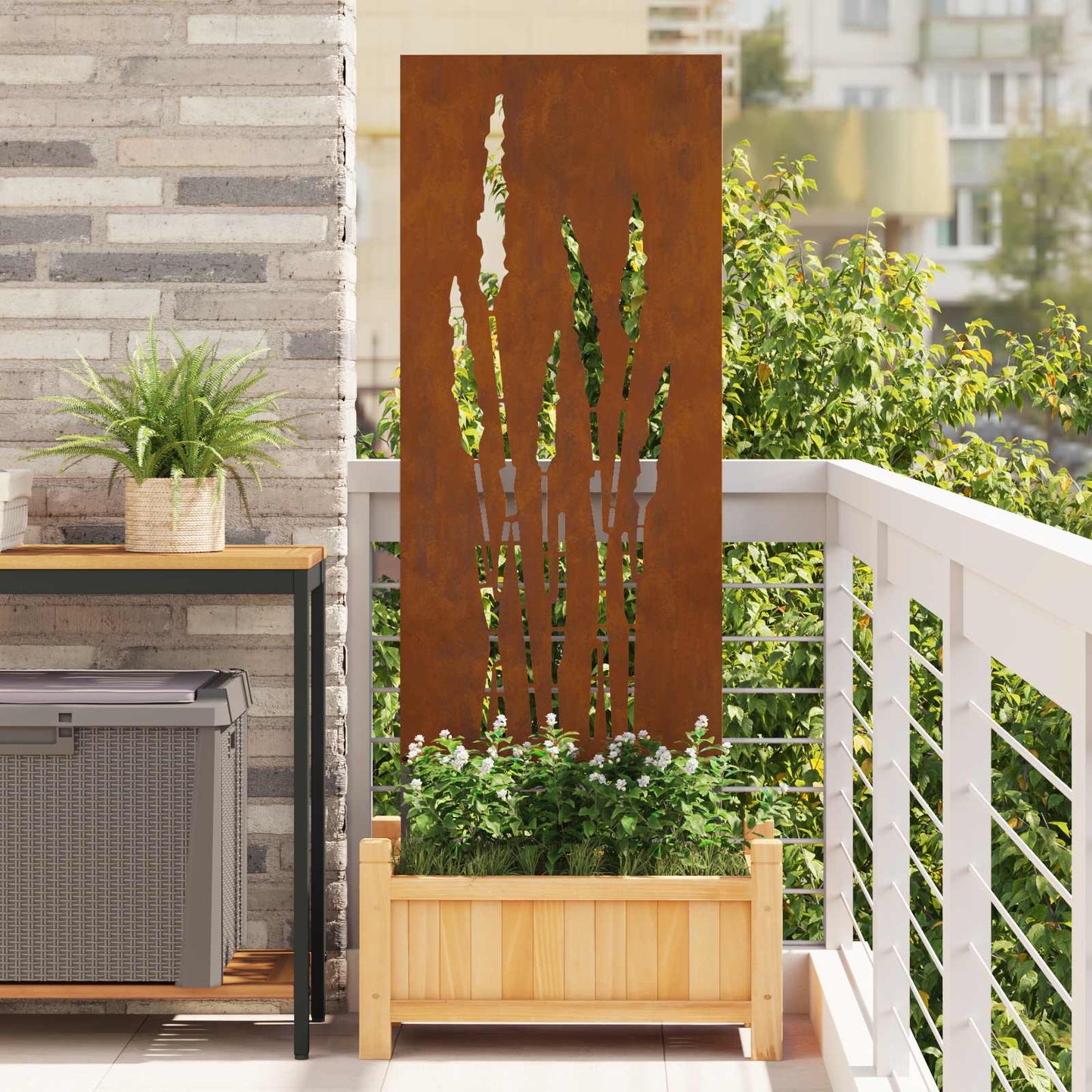 Hageprivat skjerm Blomster Rusten 50 x 140 cm Cortenstål
