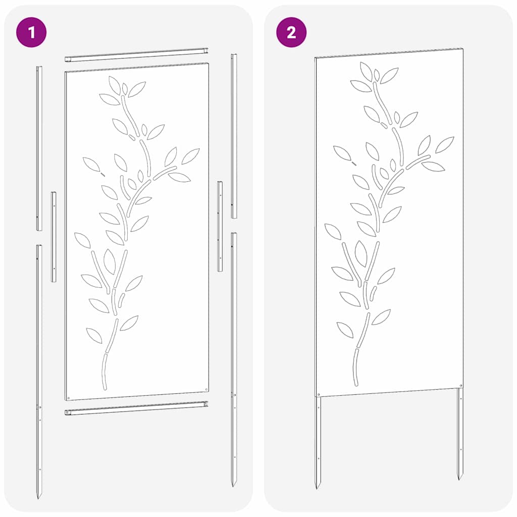 Hageprivat skjerm Blomster Hvit 50 x 140 cm Kaldvalsestål
