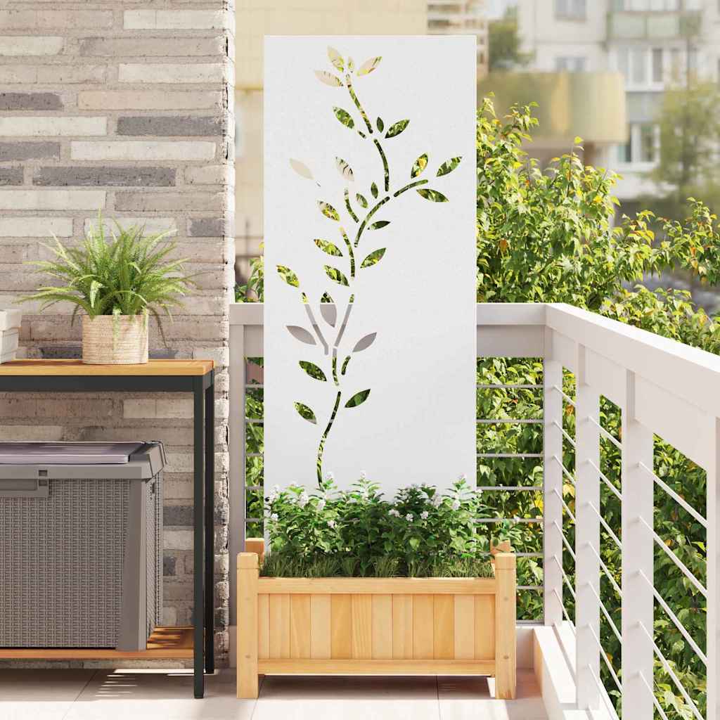 Hageprivat skjerm Blomster Hvit 50 x 140 cm Kaldvalsestål