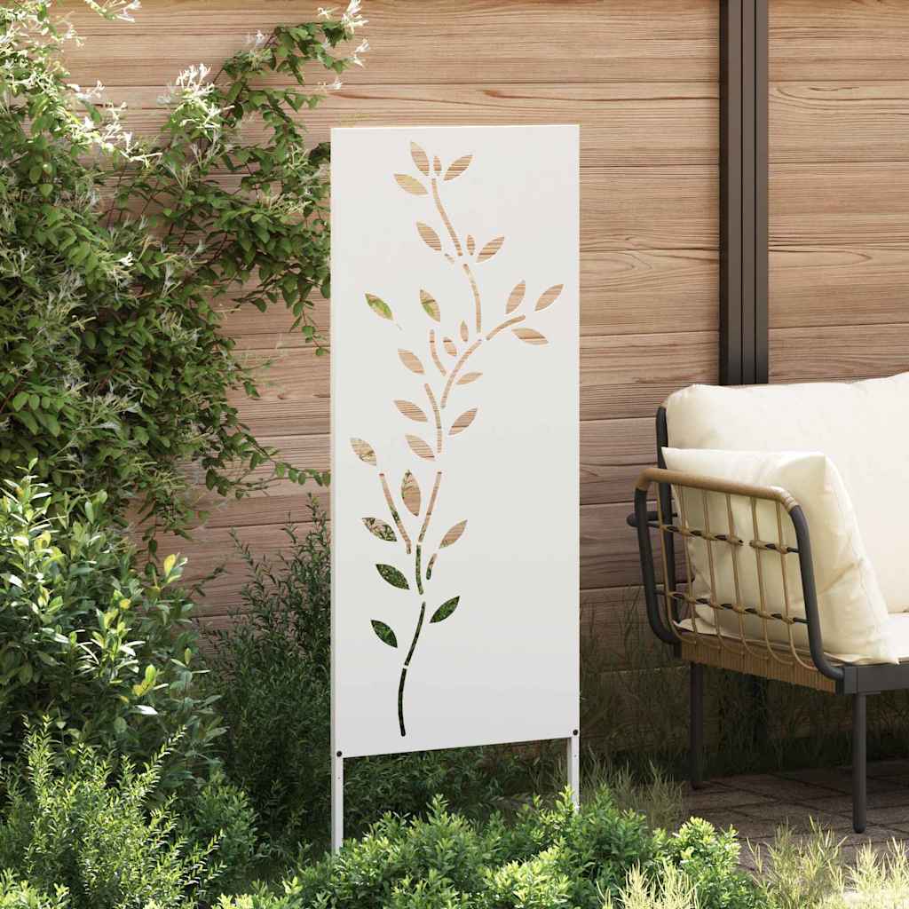 Hageprivat skjerm Blomster Hvit 50 x 140 cm Kaldvalsestål
