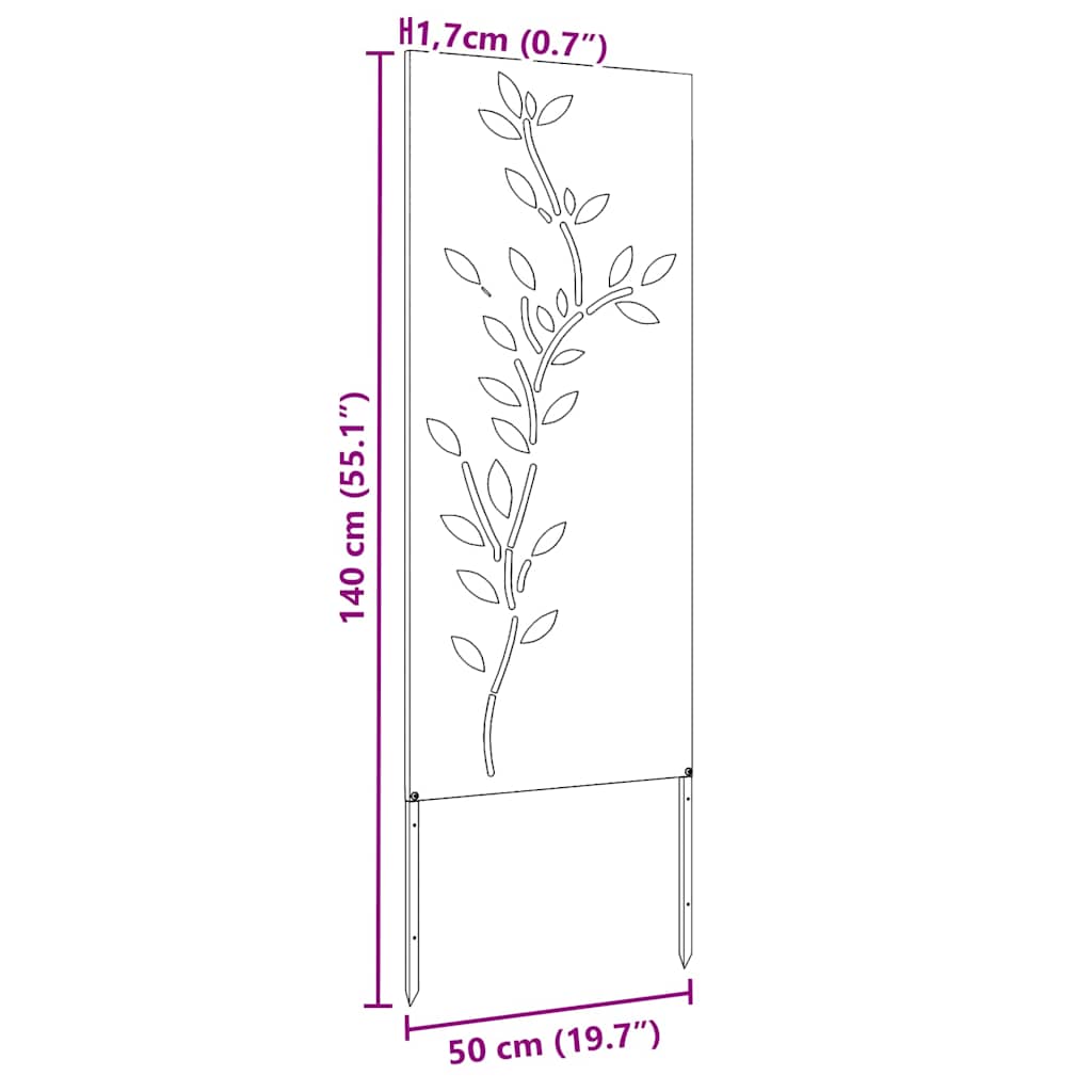 Hageprivat skjerm Blomster Hvit 50 x 140 cm Kaldvalsestål