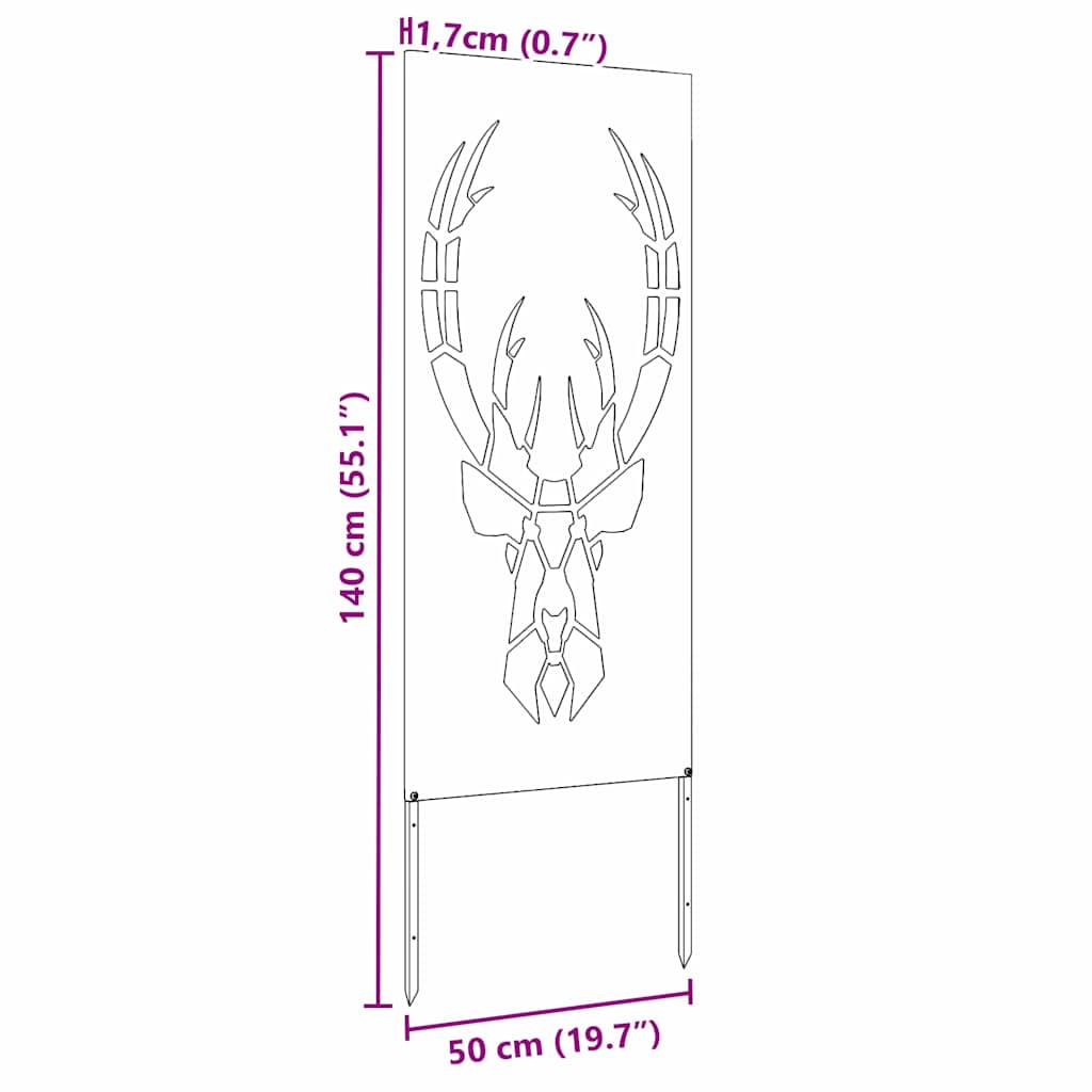 Hageprivat skjerm Dyretrykk Rusten 50 x 140 cm Cortenstål