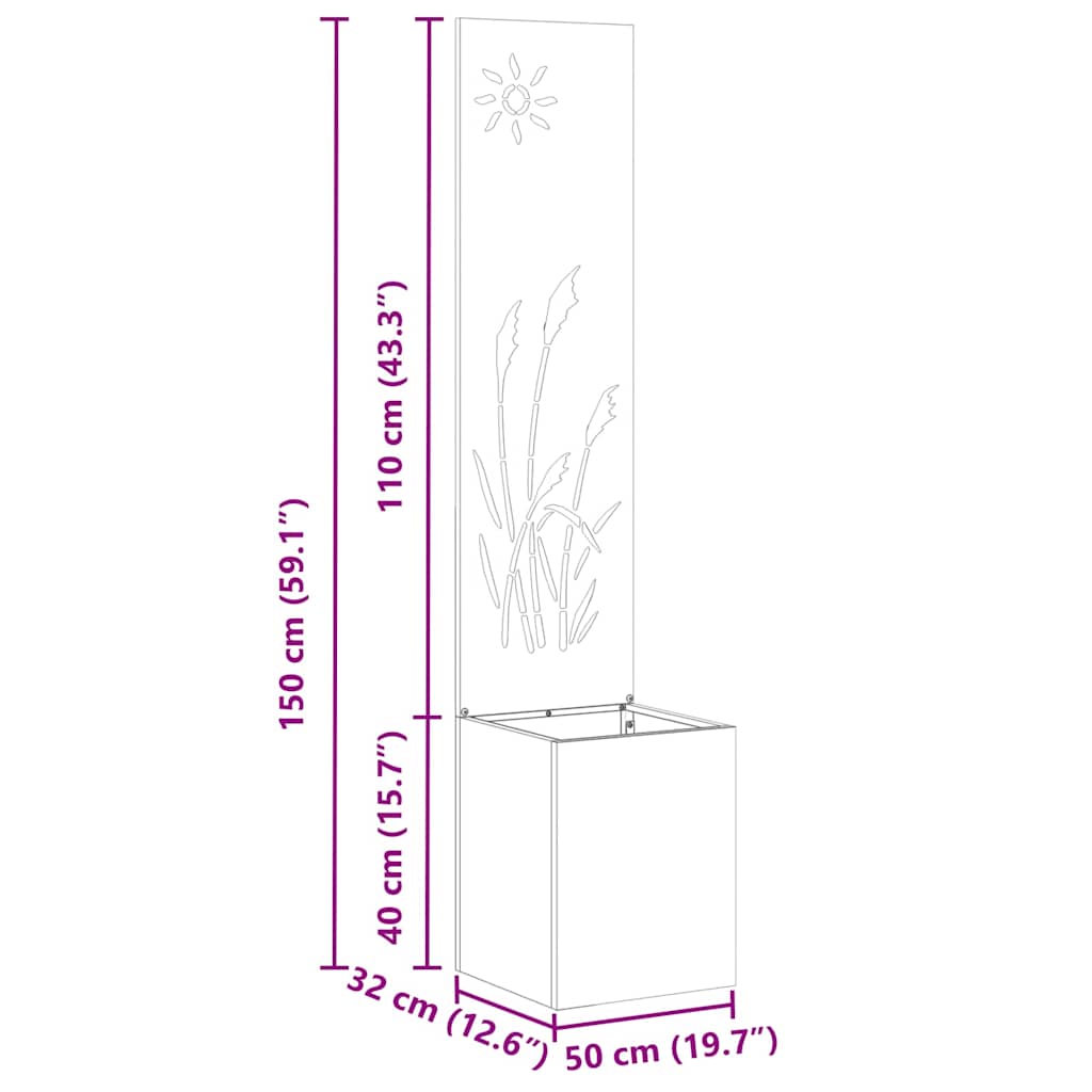 Hageprivat skjerm Fretwork Svart 32 x 150 cm Kaldvalsestål