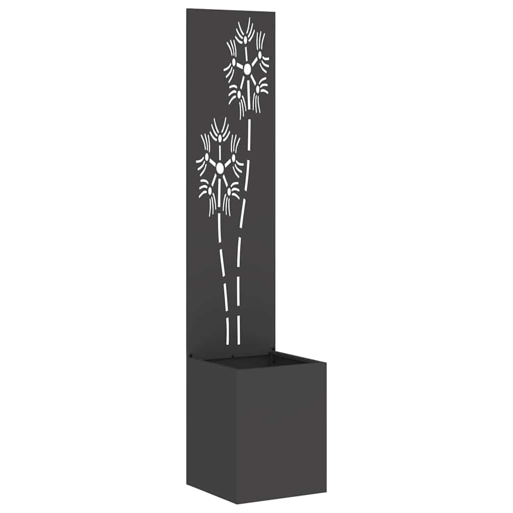 Hageprivat skjerm Blomster Svart 32 x 150 cm Kaldvalsestål