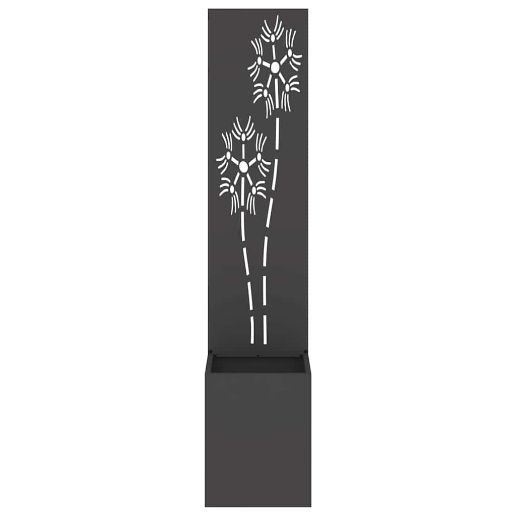 Hageprivat skjerm Blomster Svart 32 x 150 cm Kaldvalsestål