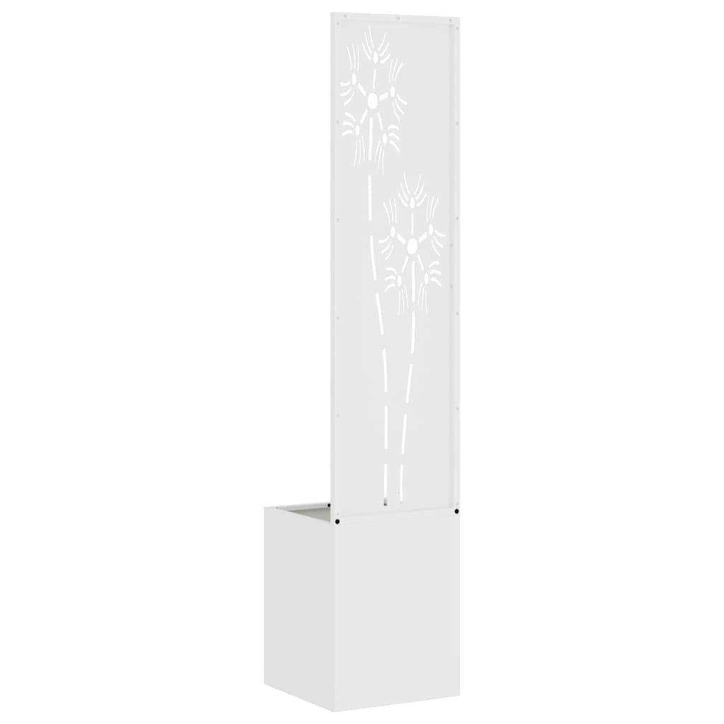 Hageprivat skjerm Blomster Hvit 32 x 150 cm Kaldvalsestål
