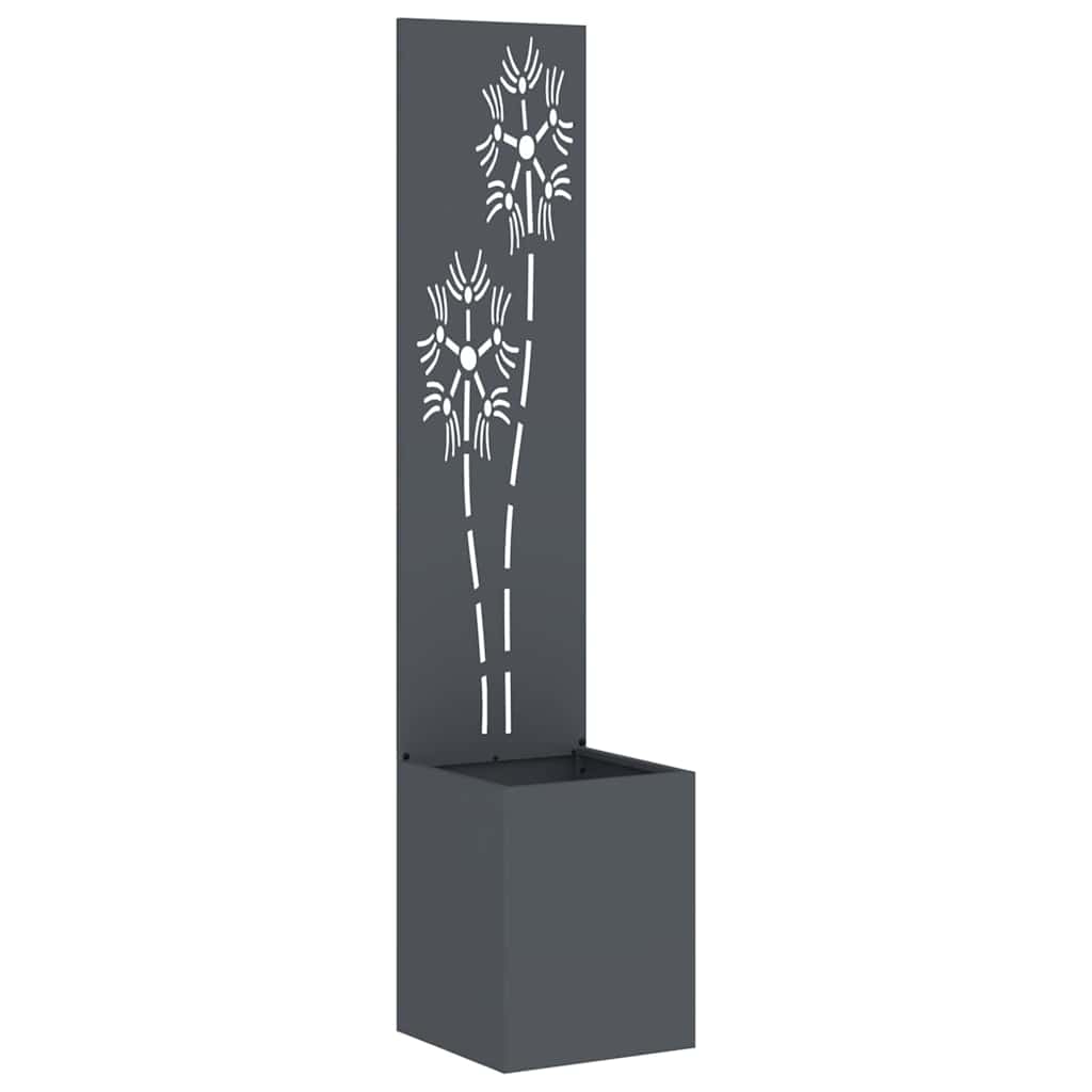 Hageprivat skjerm Blomster Antrasitt 32 x 150 cm Kaldvalsestål