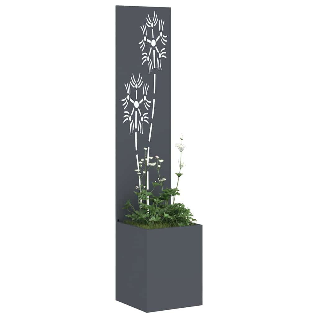 Hageprivat skjerm Blomster Antrasitt 32 x 150 cm Kaldvalsestål
