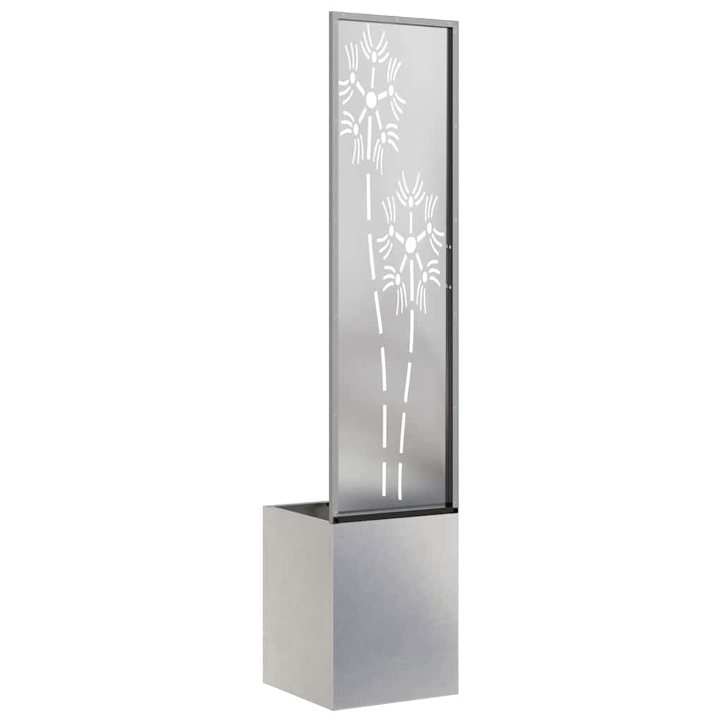 Hageprivat skjerm Blomster Sølv 32 x 150 cm Rustfritt stål