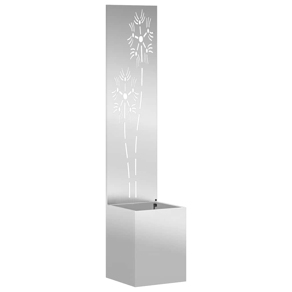 Hageprivat skjerm Blomster sølv 32 x 150 cm Galvanisert stål
