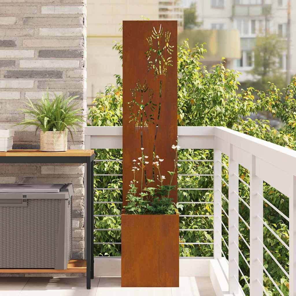 Hageprivat skjerm Blomster Rusten 32 x 32 x 150 cm Cortenstål