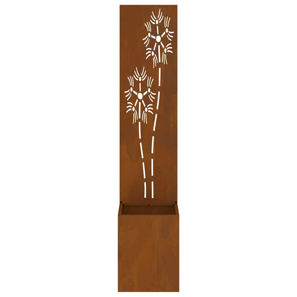 Hageprivat skjerm Blomster Rusten 32 x 32 x 150 cm Cortenstål