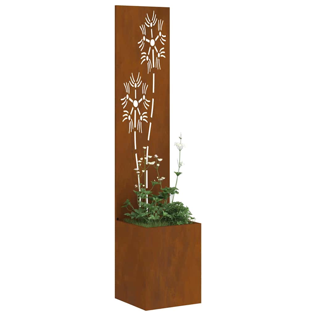 Hageprivat skjerm Blomster Rusten 32 x 32 x 150 cm Cortenstål