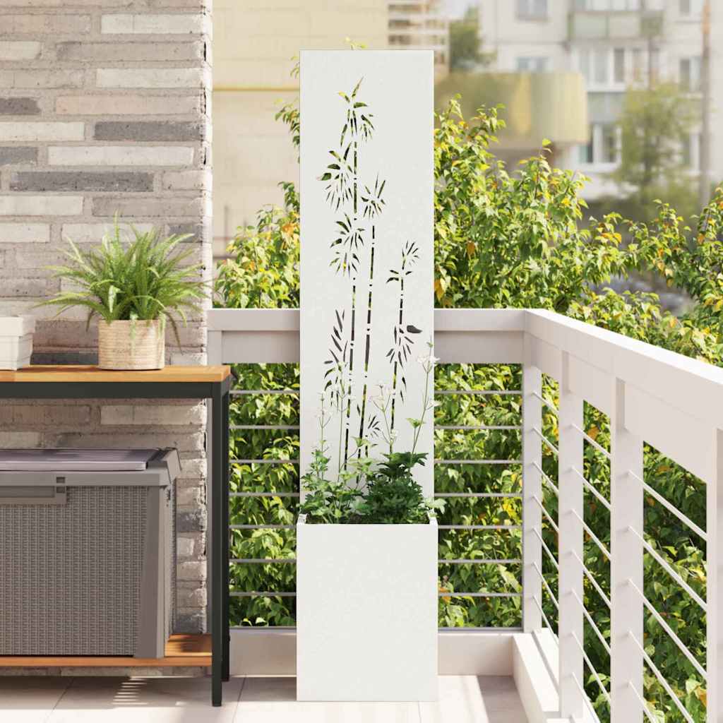 Hageprivat skjerm Blomster Hvit 32 x 150 cm Kaldvalsestål