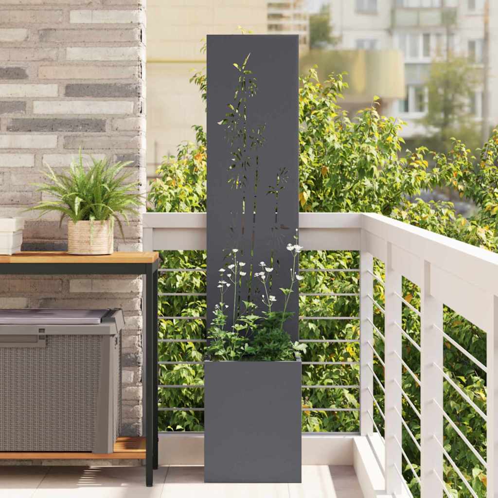 Hageprivat skjerm Blomster Antrasitt 32 x 140 cm Kaldvalsestål
