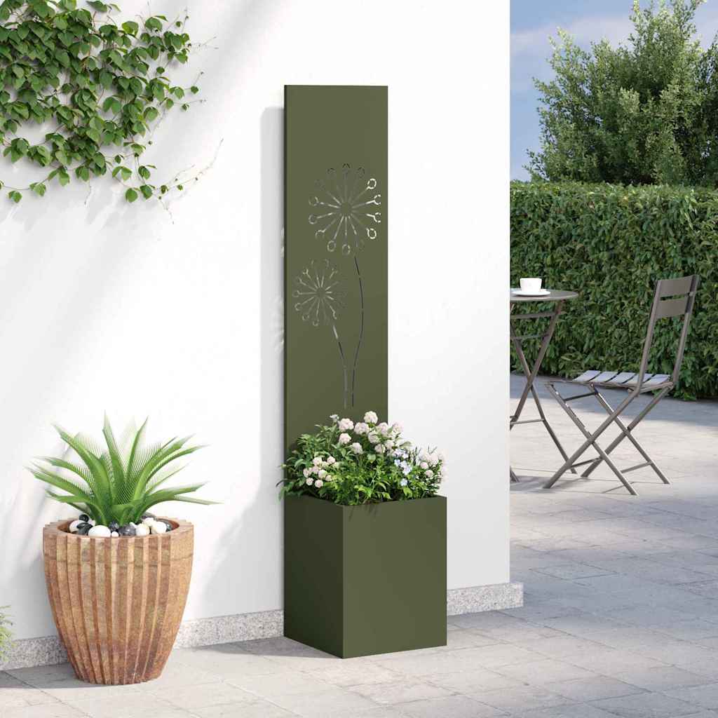 Hageprivat skjerm Olivengrønn 32 x 150 cm Kaldvalsestål
