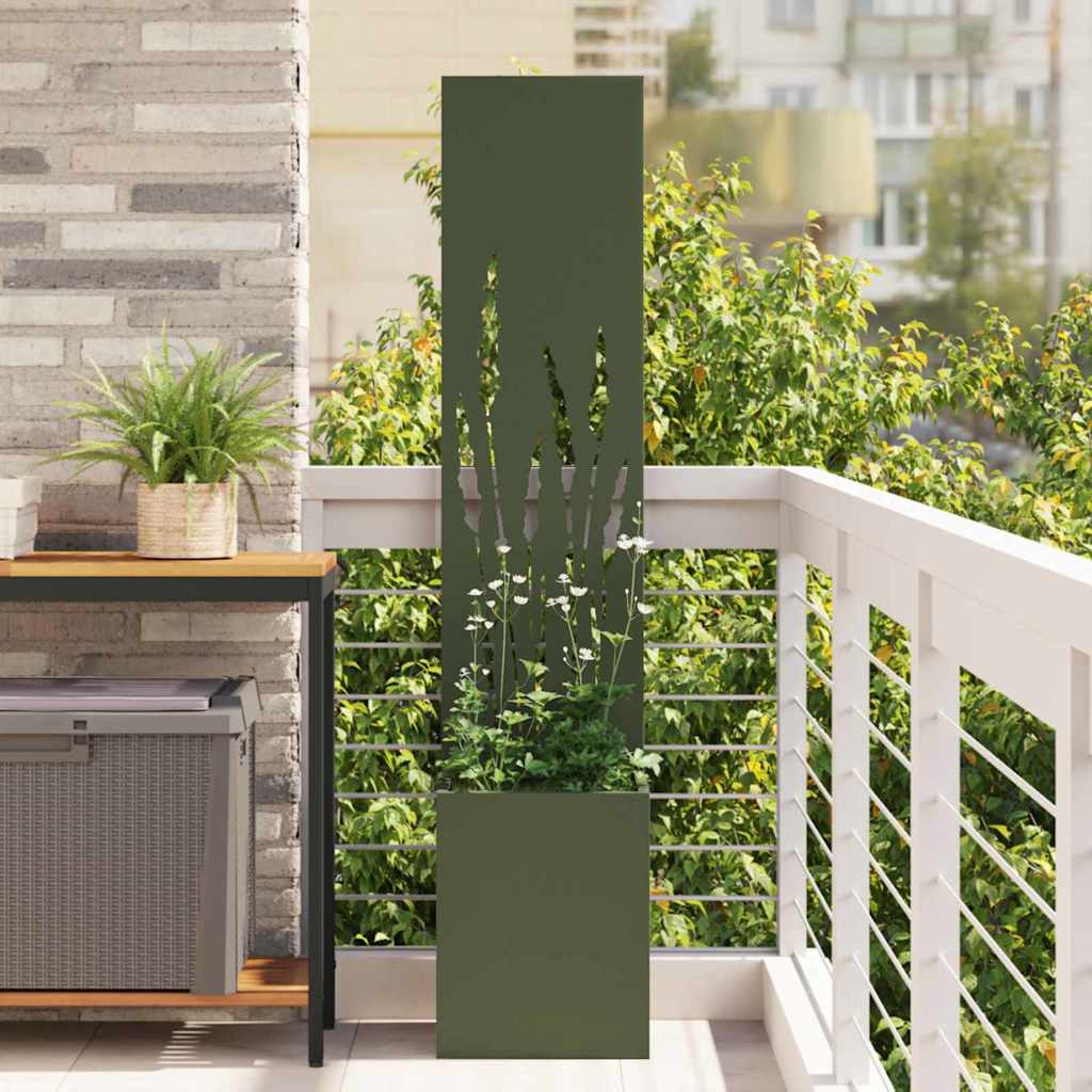Hageprivat skjerm Olivengrønn 32 x 150 cm Kaldvalsestål
