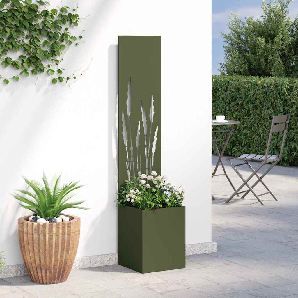 Hageprivat skjerm Olivengrønn 32 x 150 cm Kaldvalsestål