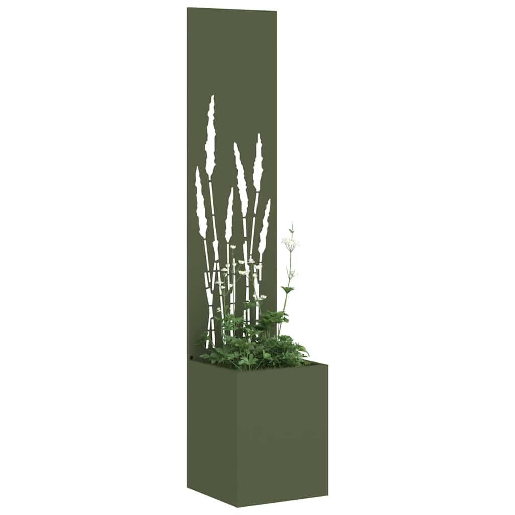 Hageprivat skjerm Olivengrønn 32 x 150 cm Kaldvalsestål