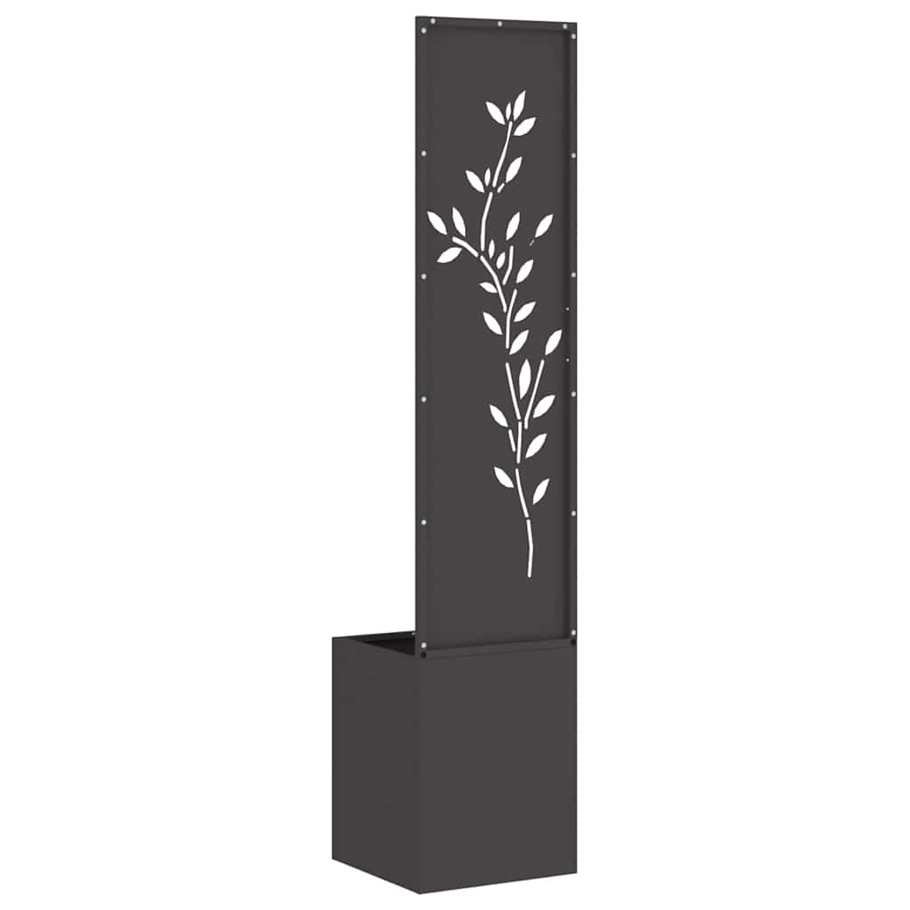 Hageprivat skjerm Blomster Svart 32 x 32 x 150 cm Kaldvalsestål