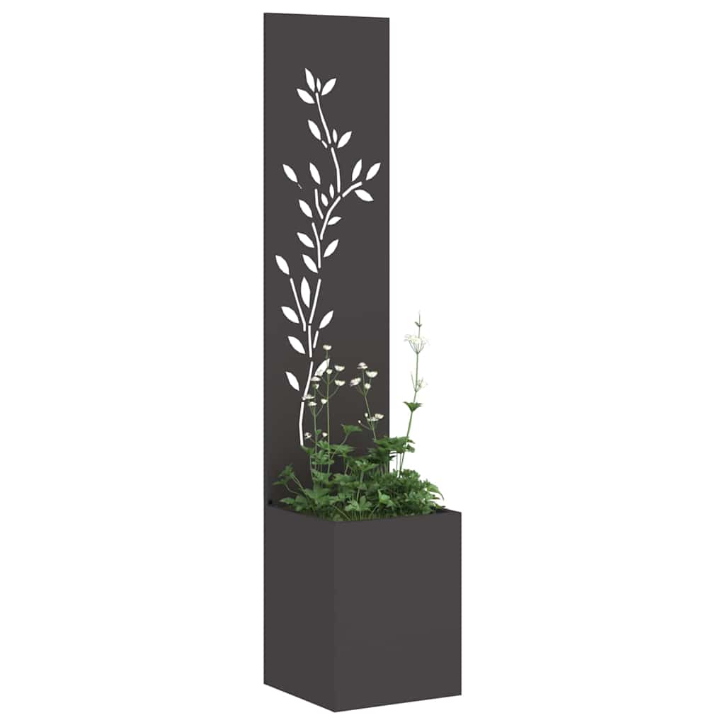 Hageprivat skjerm Blomster Svart 32 x 32 x 150 cm Kaldvalsestål