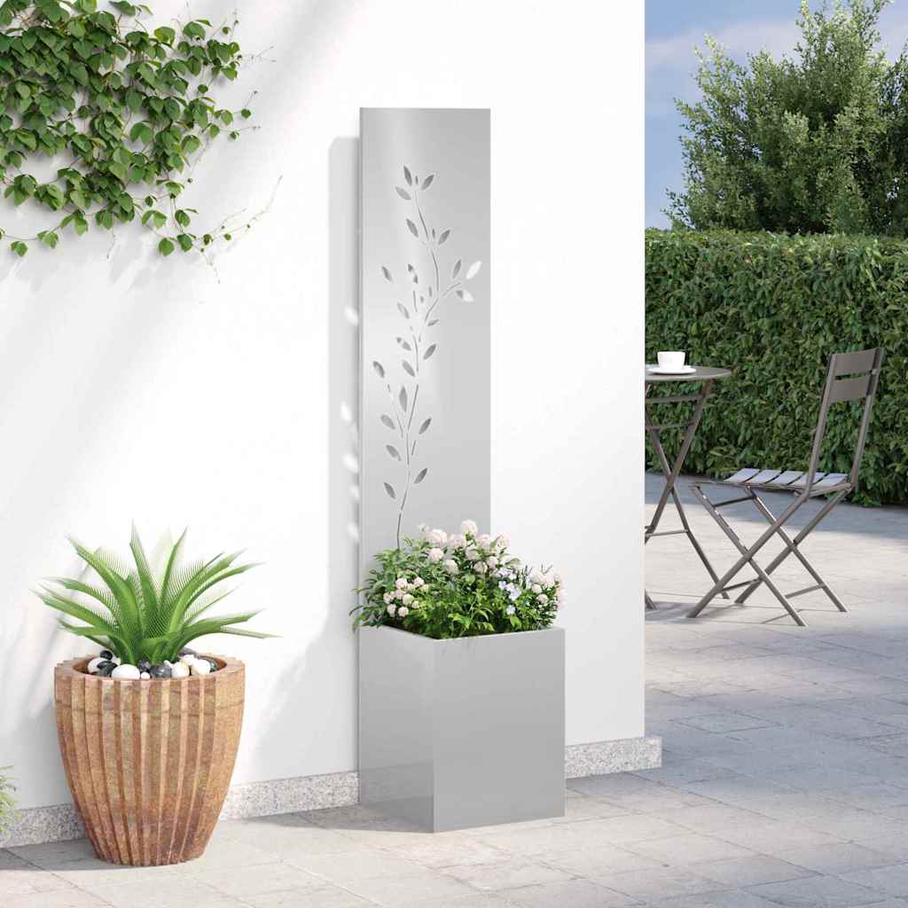 Hageprivat skjerm Blomster Sølv 32 x 32 x 150 cm Rustfritt stål