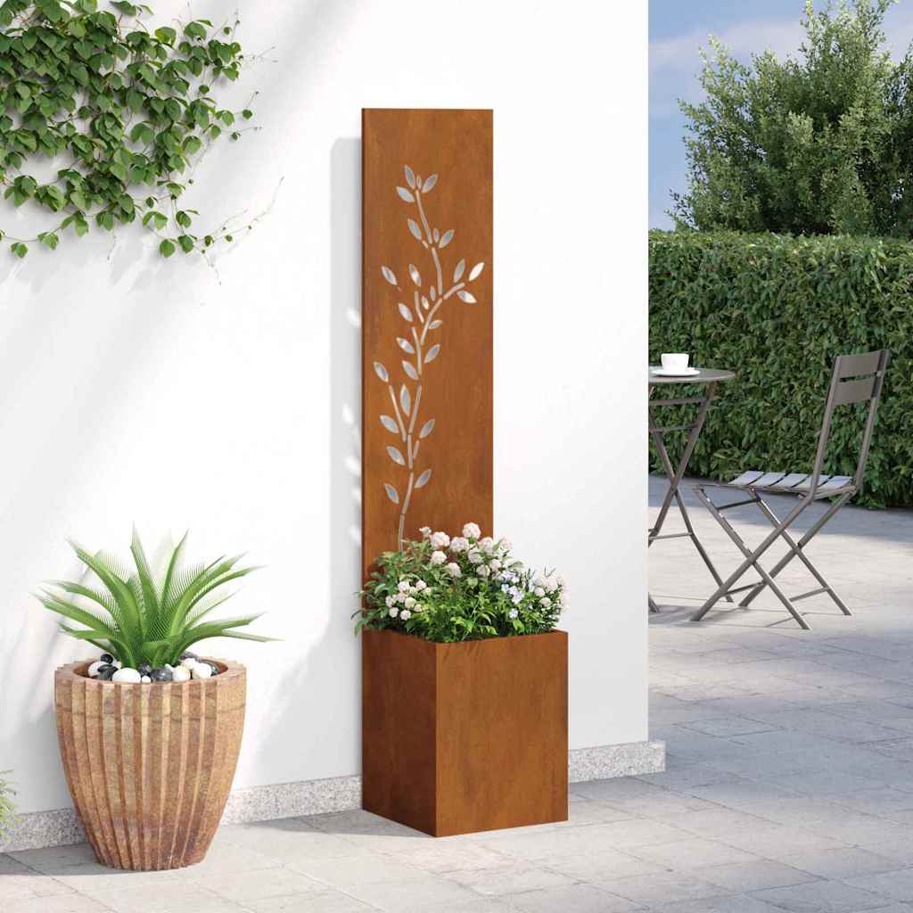 Hageprivat skjerm Blomster Rusten 32 x 32 x 150 cm Cortenstål