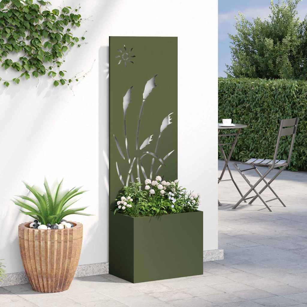 Hageprivat skjerm Olivengrønn 50 x 140 cm Kaldvalsestål