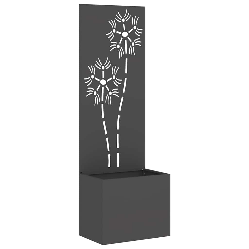 Hageprivat skjerm Blomster Svart 50 x 32 x 150 cm Kaldvalsestål