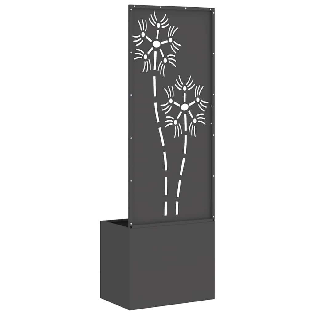 Hageprivat skjerm Blomster Svart 50 x 32 x 150 cm Kaldvalsestål
