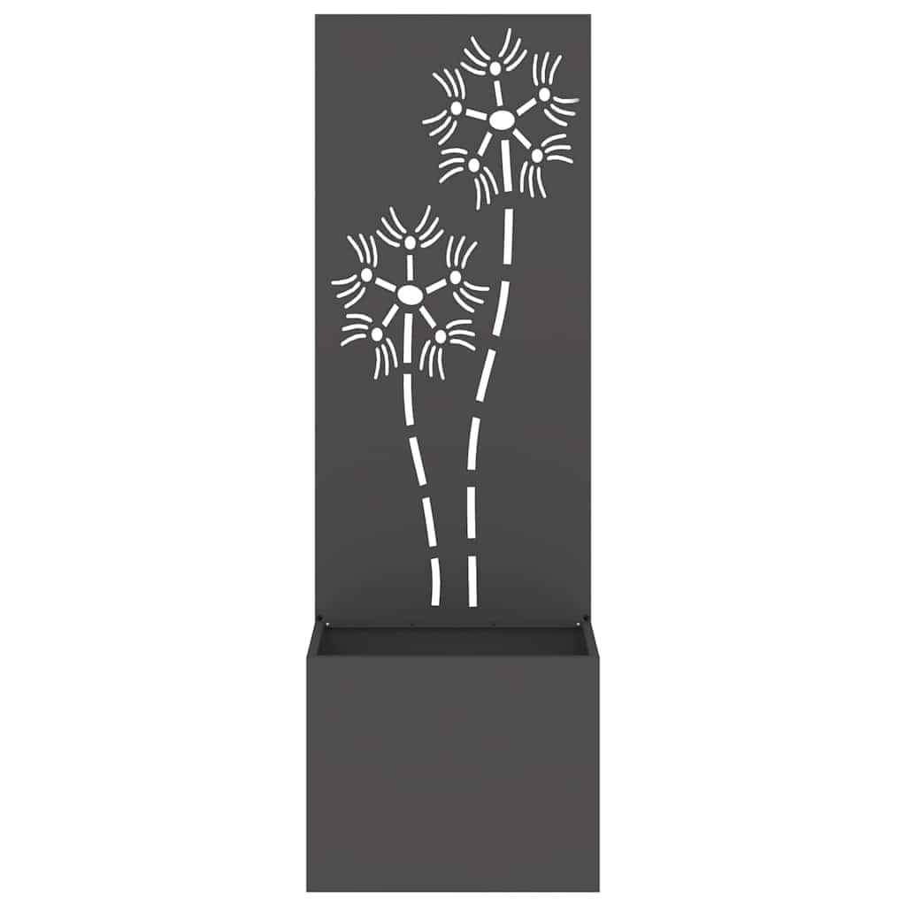 Hageprivat skjerm Blomster Svart 50 x 32 x 150 cm Kaldvalsestål